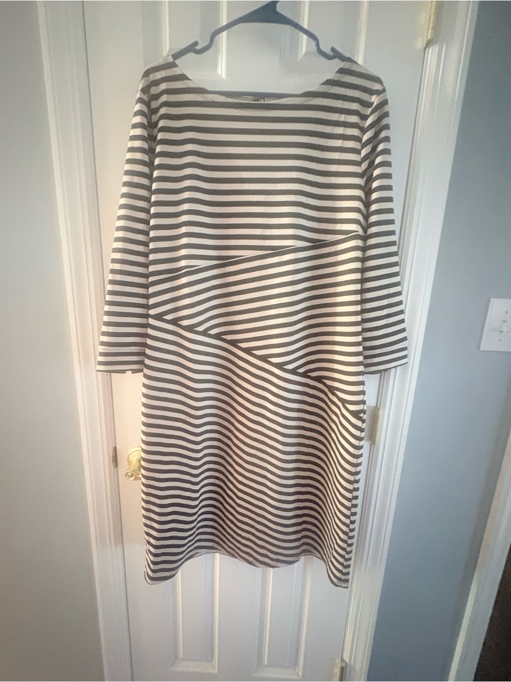 Striped Black and White Shift Dress - Classic Boatneck Dress